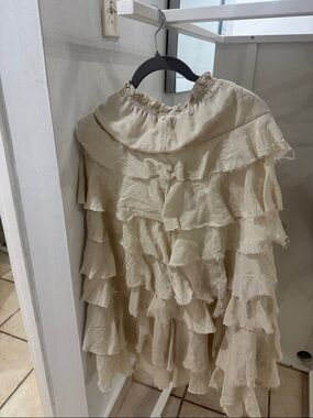 Zara Cream Tiered Ruffle Skirt